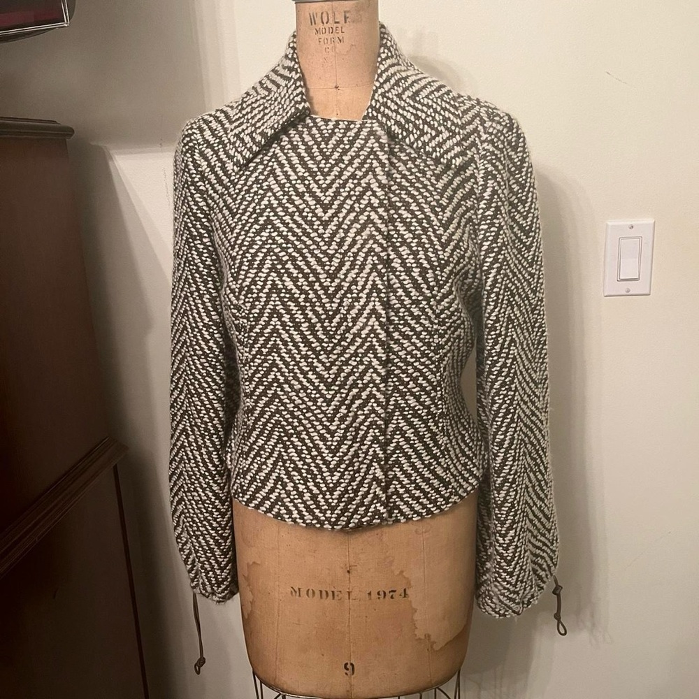 Per Se Herringbone Wool Blend Boucle Jacket